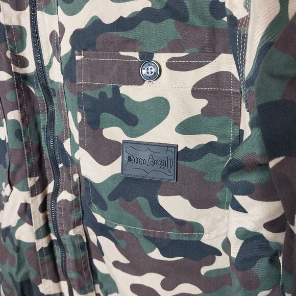 Dogg Supply Mens Utility Jacket L Camo/Tan Reversible Full Zip Hunting Fishing - Picture 2 of 11